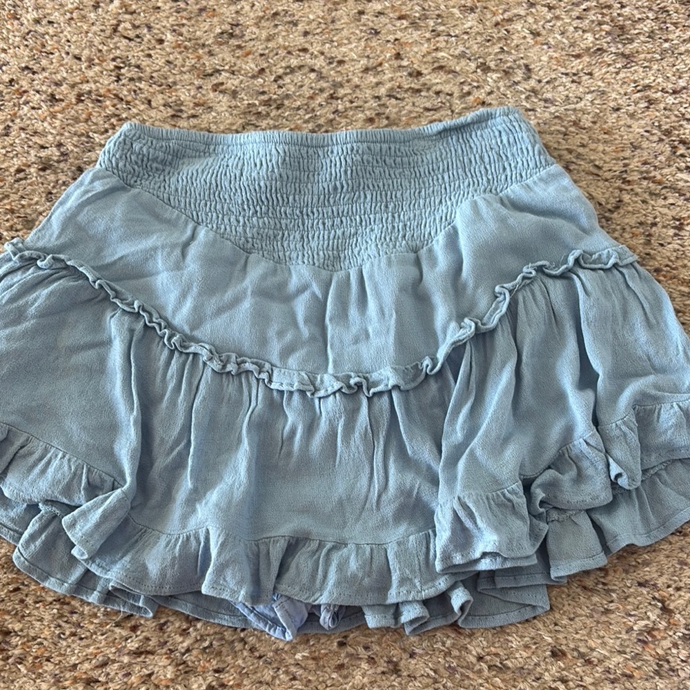 Blue Ruffled Mini Skirt